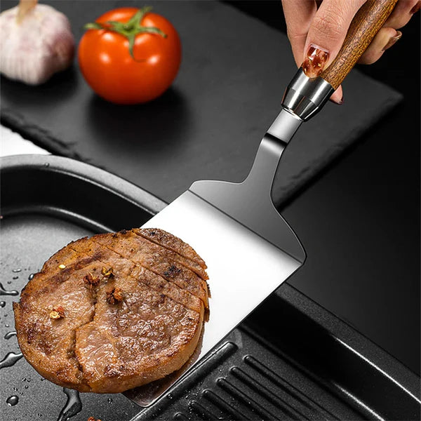 Square Head Stainless Steel Spatula with Wood Handle